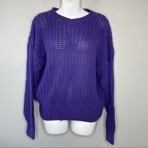 DIANE VON FURSTENBERG Vintage Chunky Knit Sweater Womens Size Large Purple Knit